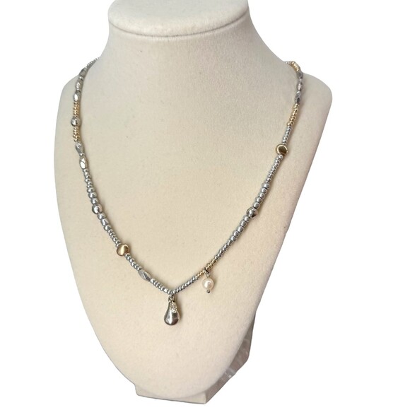 J. Jill Beaded Necklace Pomegranate Pearl Pear Charm Long Silver Gold Tone Boho - Picture 9 of 13